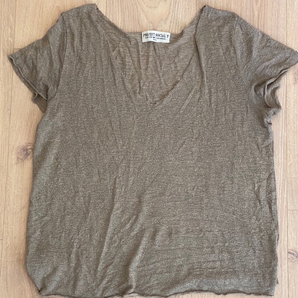 Project Social T brown v-neck